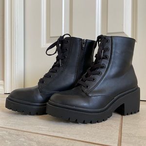 Target- Universal Thread Black Chunky Combat Style Boots Women's Size 8